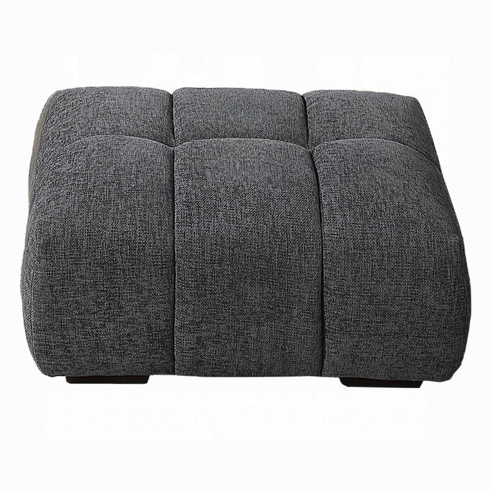 Cloe Modern Ottoman Tufted Gray Linen Upholstery 39x26 Solid Wood BM324708