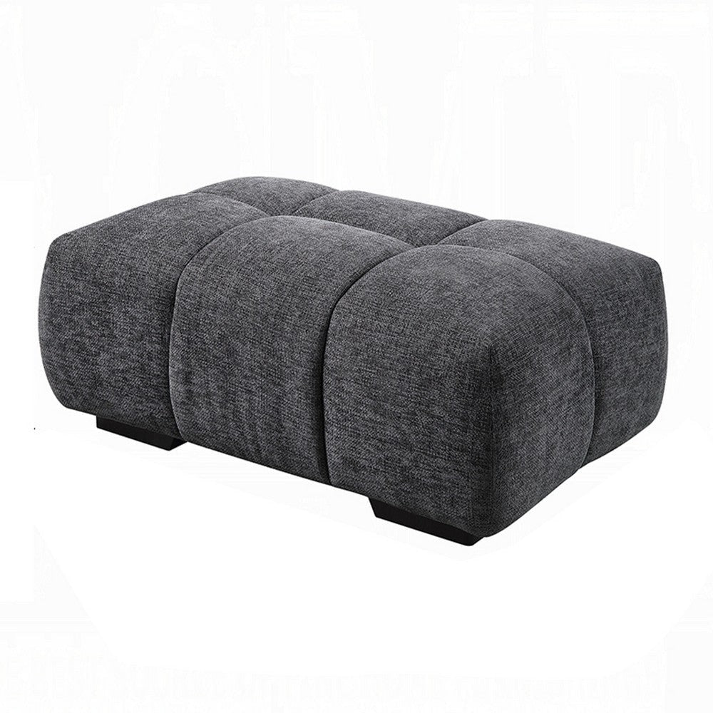Cloe Modern Ottoman Tufted Gray Linen Upholstery 39x26 Solid Wood BM324708