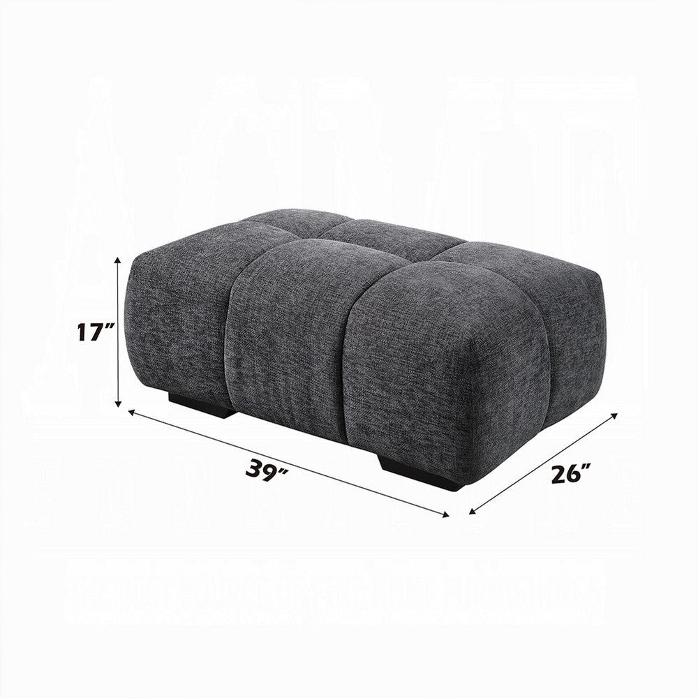 Cloe Modern Ottoman Tufted Gray Linen Upholstery 39x26 Solid Wood BM324708