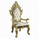 Mara Dining Armchair Set of 2, Crystal Tufted, Gold Floral Carvings