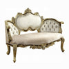 Mara Curved Bench Sofa, Wingback Crystal Tufted, Classic Gold Carvings