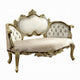 Mara Curved Bench Sofa, Wingback Crystal Tufted, Classic Gold Carvings