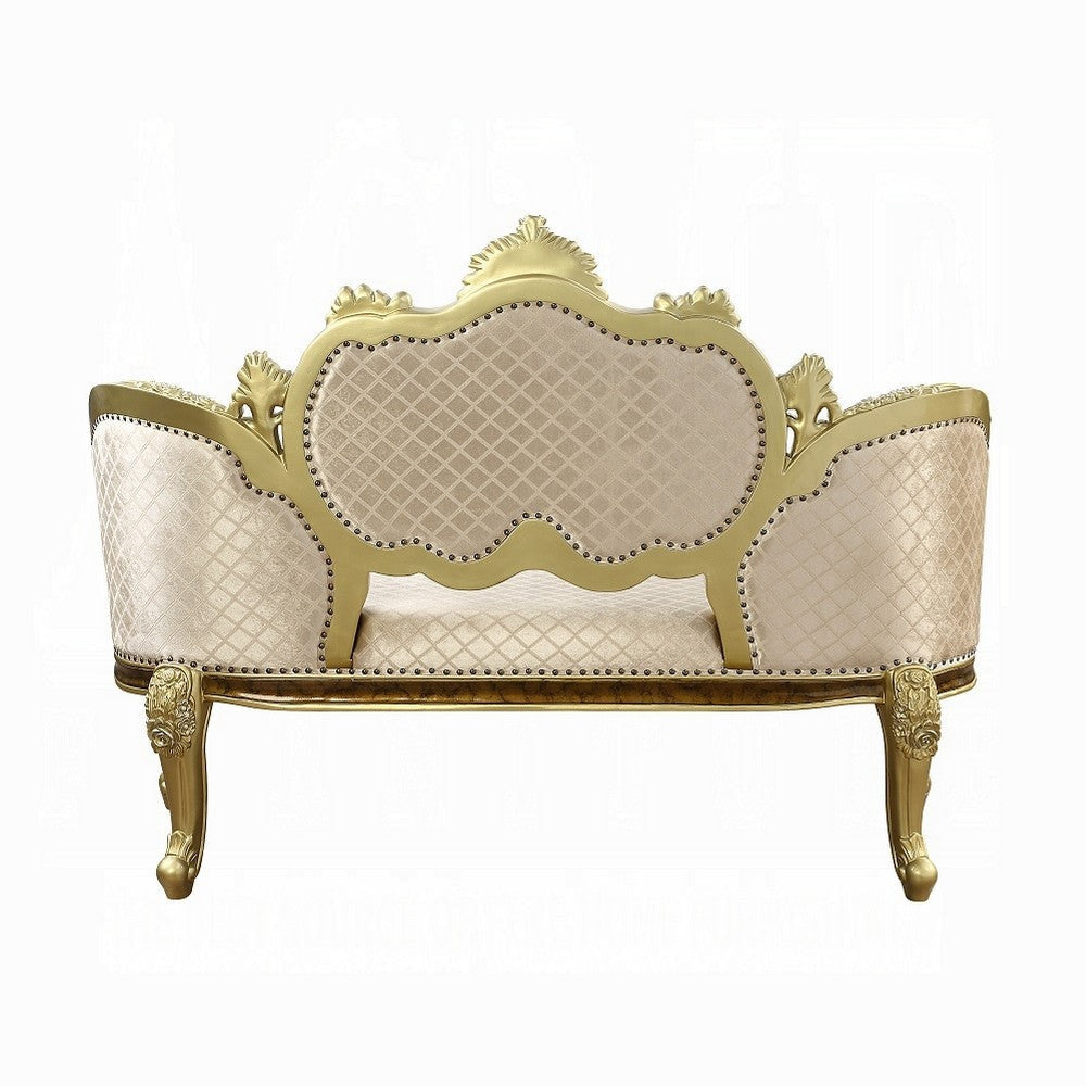 Mara Curved Bench Sofa Wingback Crystal Tufted Classic Gold Carvings BM324710