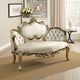Mara Curved Bench Sofa, Wingback Crystal Tufted, Classic Gold Carvings
