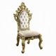 Mara Side Dining Chair Set of 2, Crystal Tufted, Gold Floral Carvings