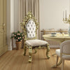 Mara Side Dining Chair Set of 2, Crystal Tufted, Gold Floral Carvings