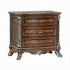 Vany Nightstand Traditional Floral Trim 3 Drawers Cherry Brown BM324714