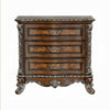 Vany Nightstand Traditional Floral Trim 3 Drawers Cherry Brown BM324714