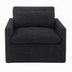 Rick Swivel Accent Chair w Pillow Square Arm Dark Gray Upholstery BM324715