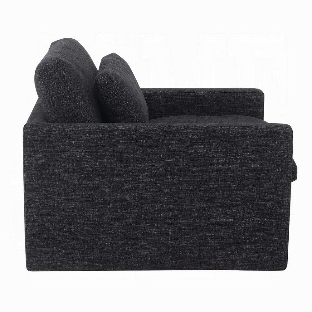 Rick Swivel Accent Chair w Pillow Square Arm Dark Gray Upholstery BM324715