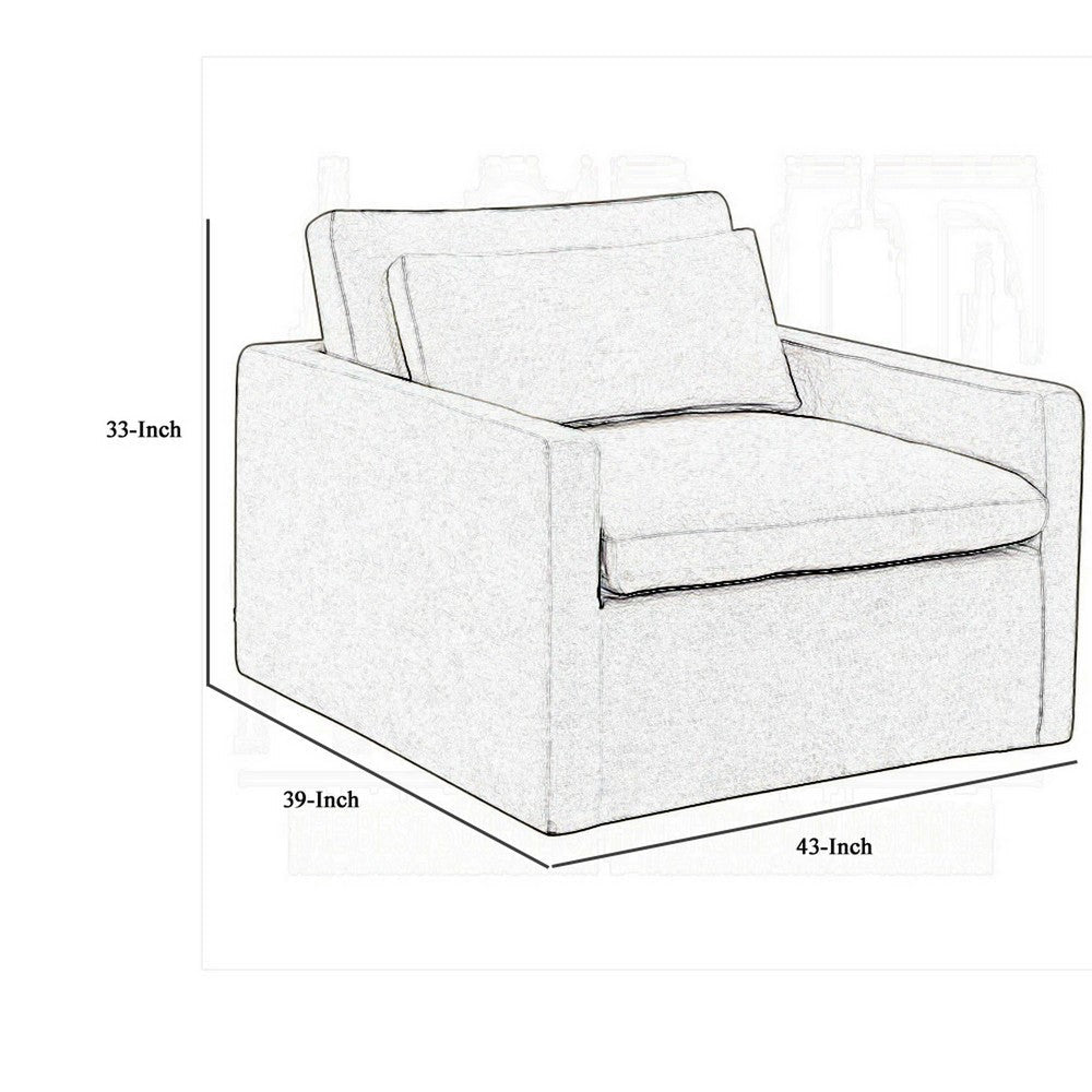 Rick Swivel Accent Chair w Pillow Square Arm Dark Gray Upholstery BM324715