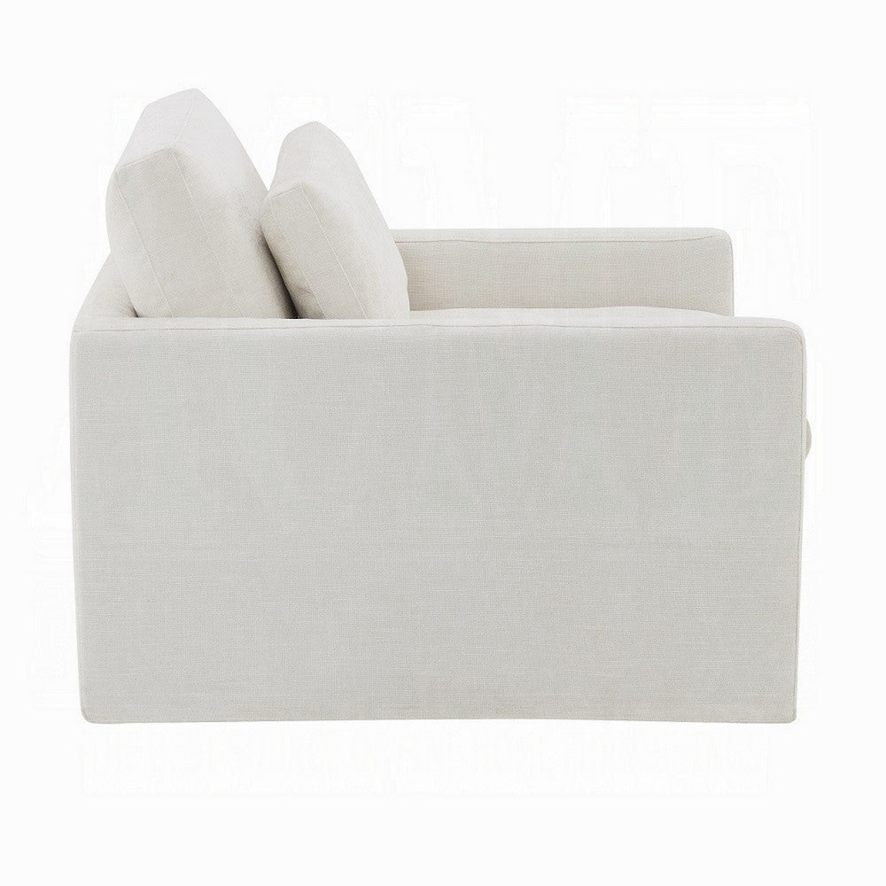 Rick Swivel Accent Chair w Pillow Square Arm Ivory White Upholstery BM324716