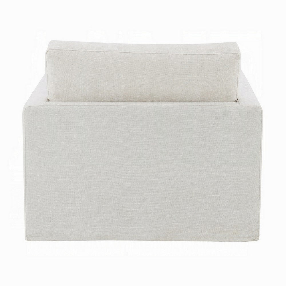 Rick Swivel Accent Chair w Pillow Square Arm Ivory White Upholstery BM324716