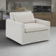 Rick Swivel Accent Chair w Pillow, Square Arm, Ivory White Upholstery