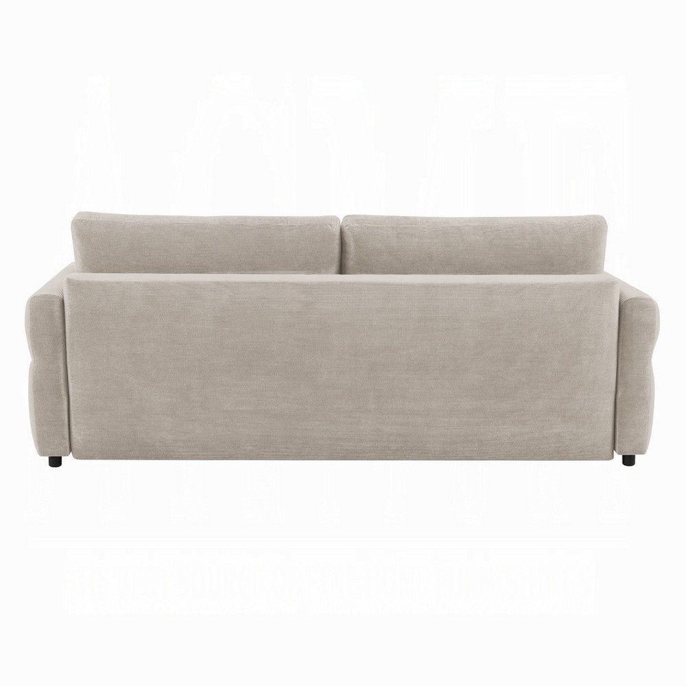 Isy Sofa with Pull Out Sleeper Removable Cushions 2 Pillows Beige BM324717