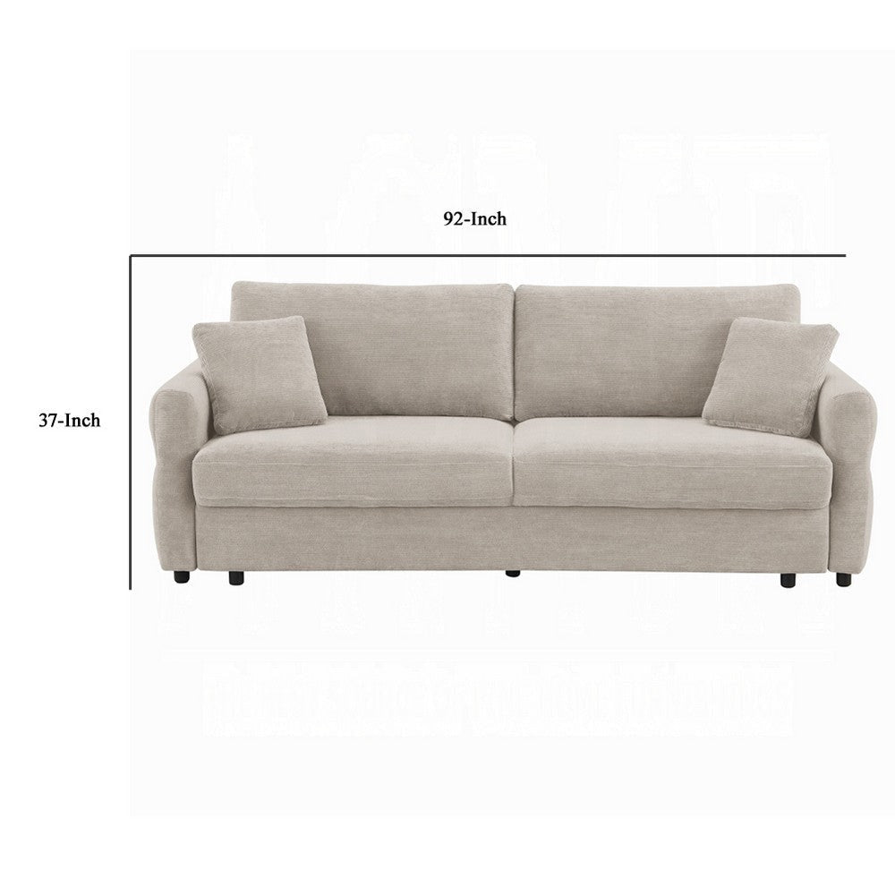 Isy Sofa with Pull Out Sleeper Removable Cushions 2 Pillows Beige BM324717