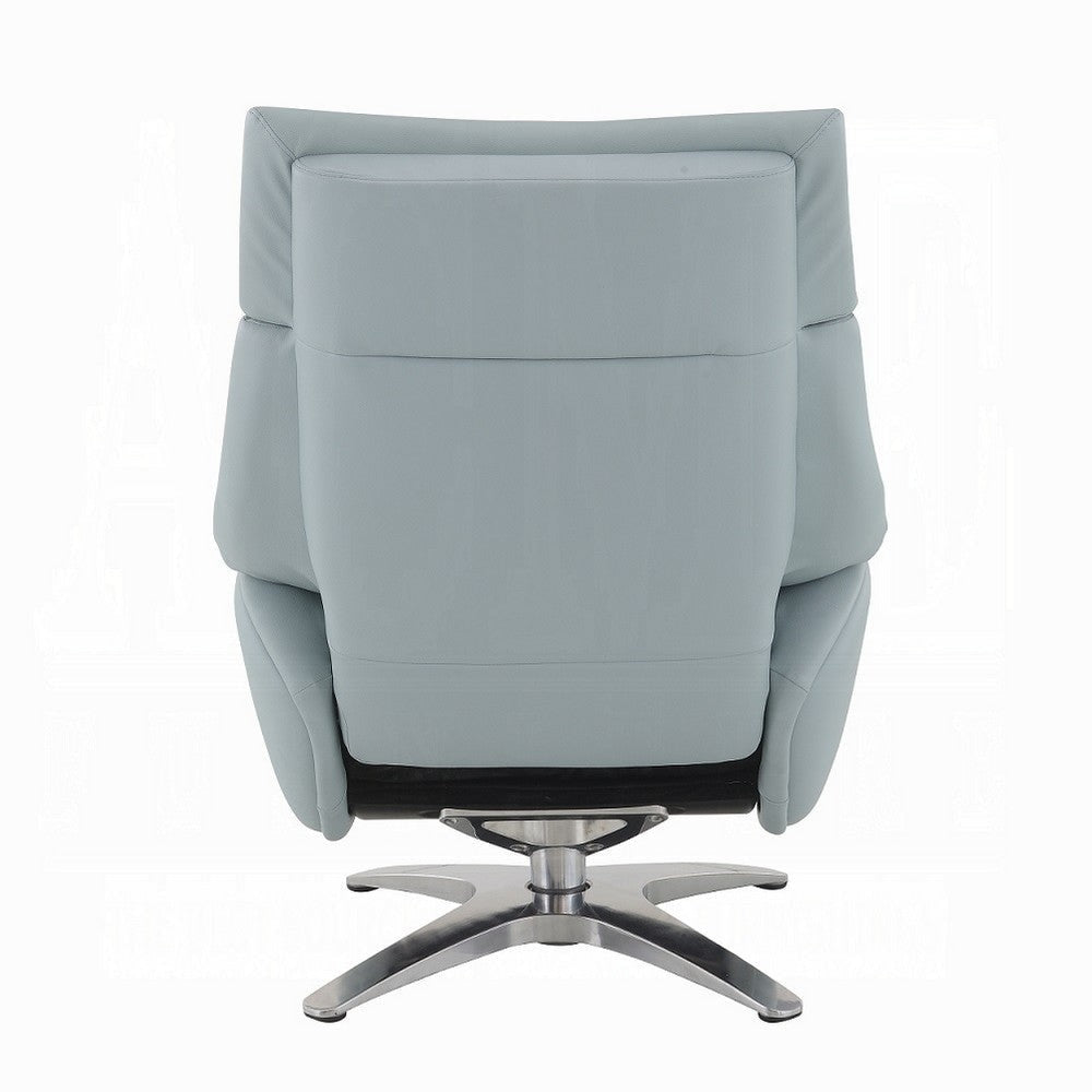 Fema Swivel Accent Chair w Ottoman Light Blue Top Grain Leather BM324718
