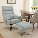 Fema Swivel Accent Chair w Ottoman Light Blue Top Grain Leather BM324718