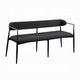 Vonn Bench, Open Padded Back and Black Upholstery, Wood Metal Frame