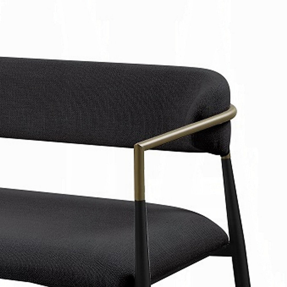 Vonn Bench Open Padded Back and Black Upholstery Wood Metal Frame BM324719