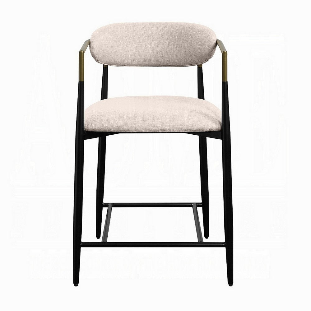 Vonn 25 Inch Counter Height Chair Beige Fabric Black Metal Frame BM324720