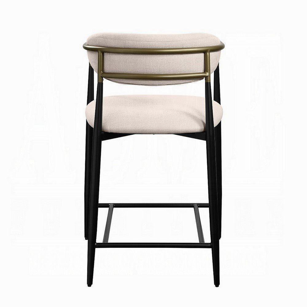 Vonn 25 Inch Counter Height Chair Beige Fabric Black Metal Frame BM324720