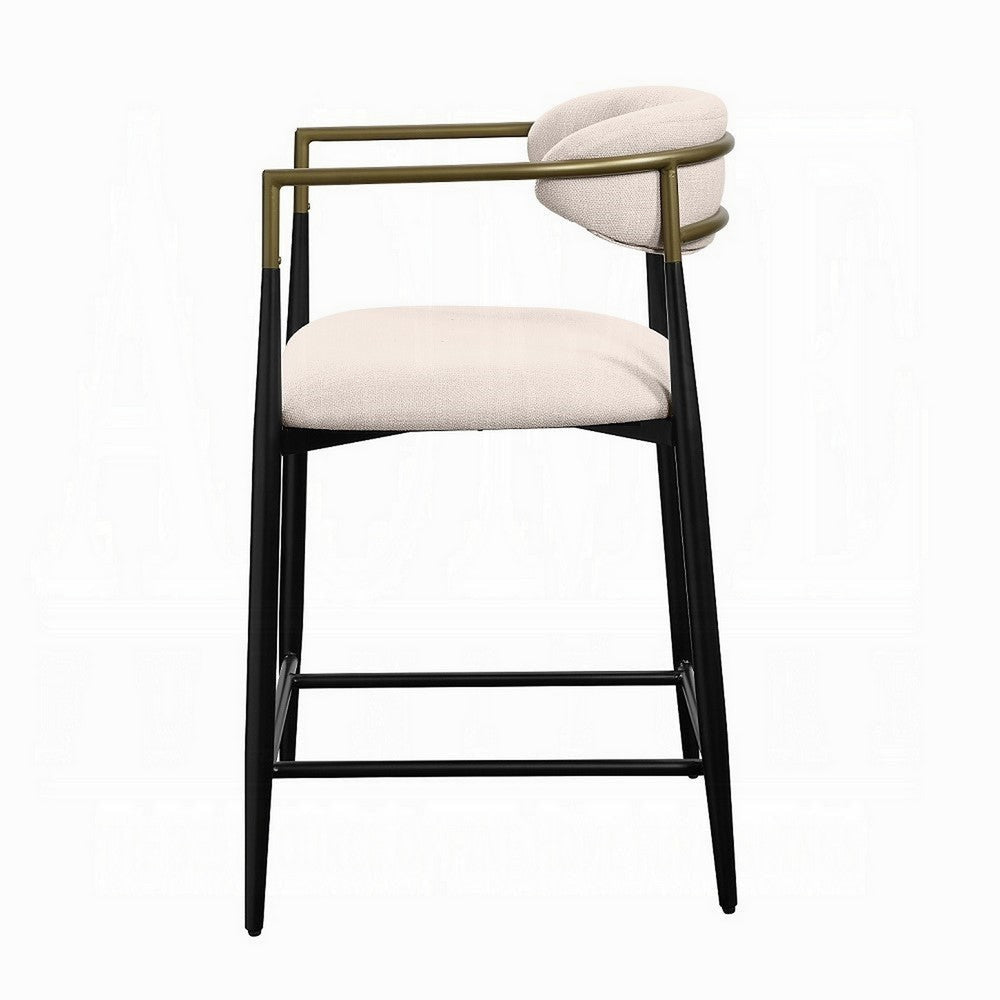 Vonn 25 Inch Counter Height Chair Beige Fabric Black Metal Frame BM324720