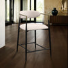 Vonn 25 Inch Counter Height Chair, Beige Fabric, Black Metal Frame