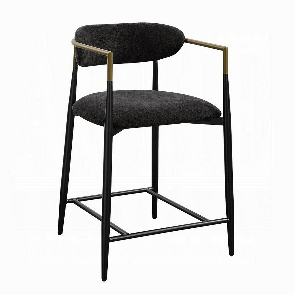 Vonn 25 Inch Counter Height Chair Padded Fabric Black Metal Frame BM324721