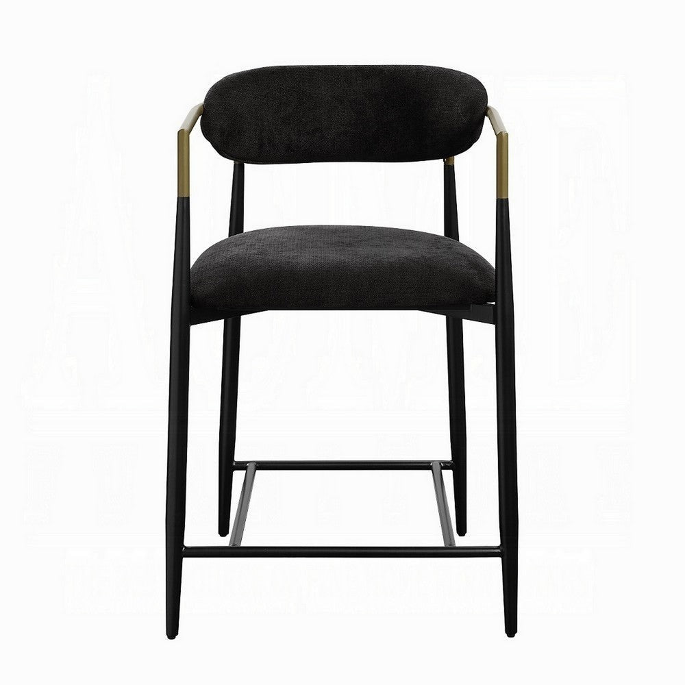 Vonn 25 Inch Counter Height Chair Padded Fabric Black Metal Frame BM324721