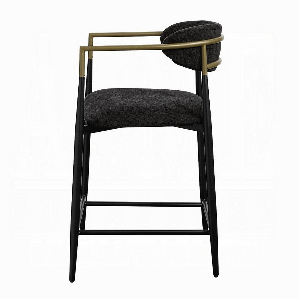 Vonn 25 Inch Counter Height Chair Padded Fabric Black Metal Frame BM324721