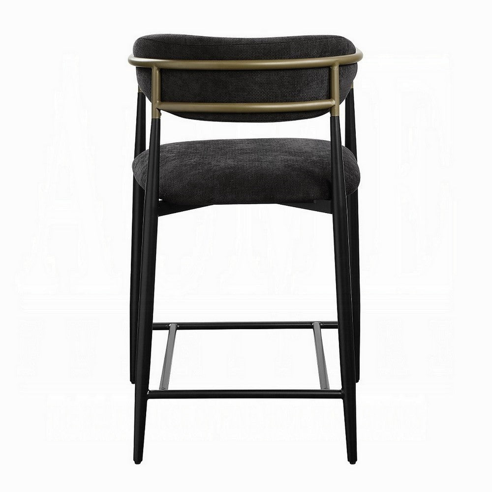 Vonn 25 Inch Counter Height Chair Padded Fabric Black Metal Frame BM324721