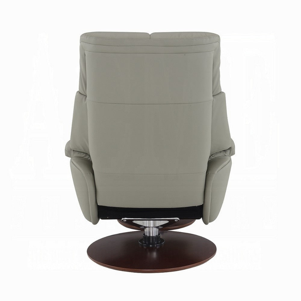 Doro Swivel Accent Chair w Ottoman Gray Top Grain Leather Round Base BM324722