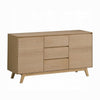 Semi Sideboard Buffet Console, 3 Drawers, 2 Cabinets, Oak Brown Wood