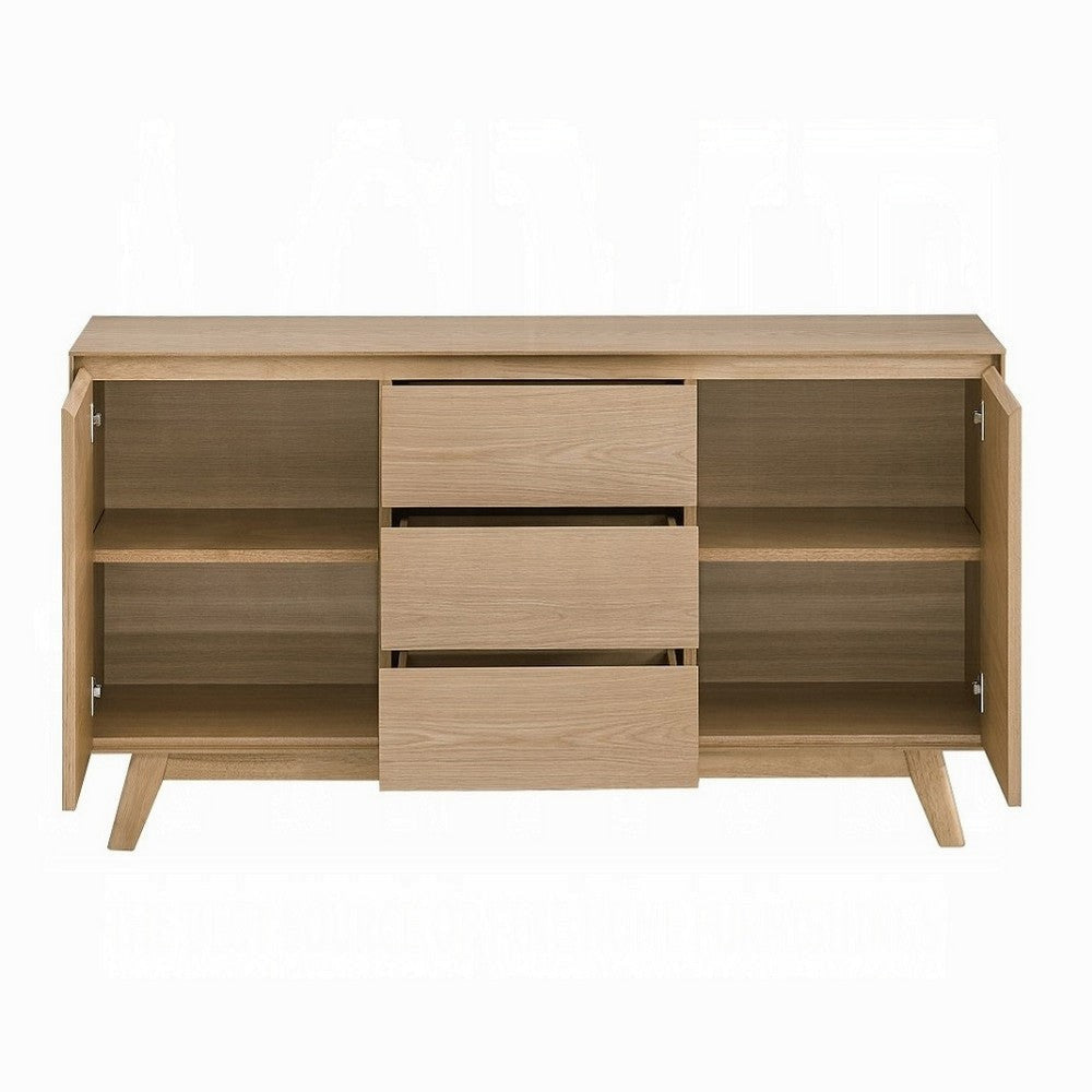 Semi Sideboard Buffet Console 3 Drawers 2 Cabinets Oak Brown Wood BM324723