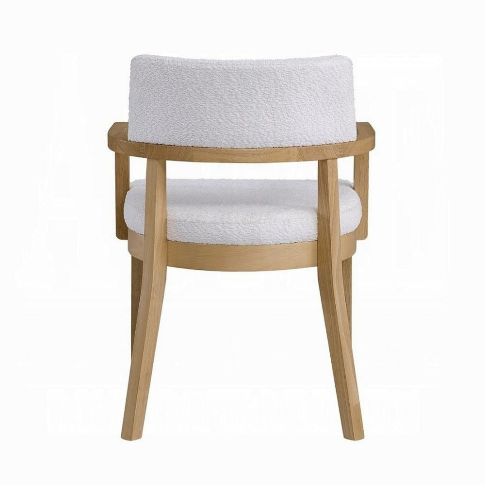 Semi Dining Armchair Set of 2 Curved Cutout Back White Fabric Brown BM324724