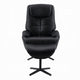 Nita Swivel Accent Chair with Ottoman Plush Black Top Grain Leather BM324725