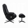 Nita Swivel Accent Chair with Ottoman Plush Black Top Grain Leather BM324725