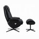 Nita Swivel Accent Chair with Ottoman Plush Black Top Grain Leather BM324725