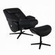 Nita Swivel Accent Chair with Ottoman Plush Black Top Grain Leather BM324725
