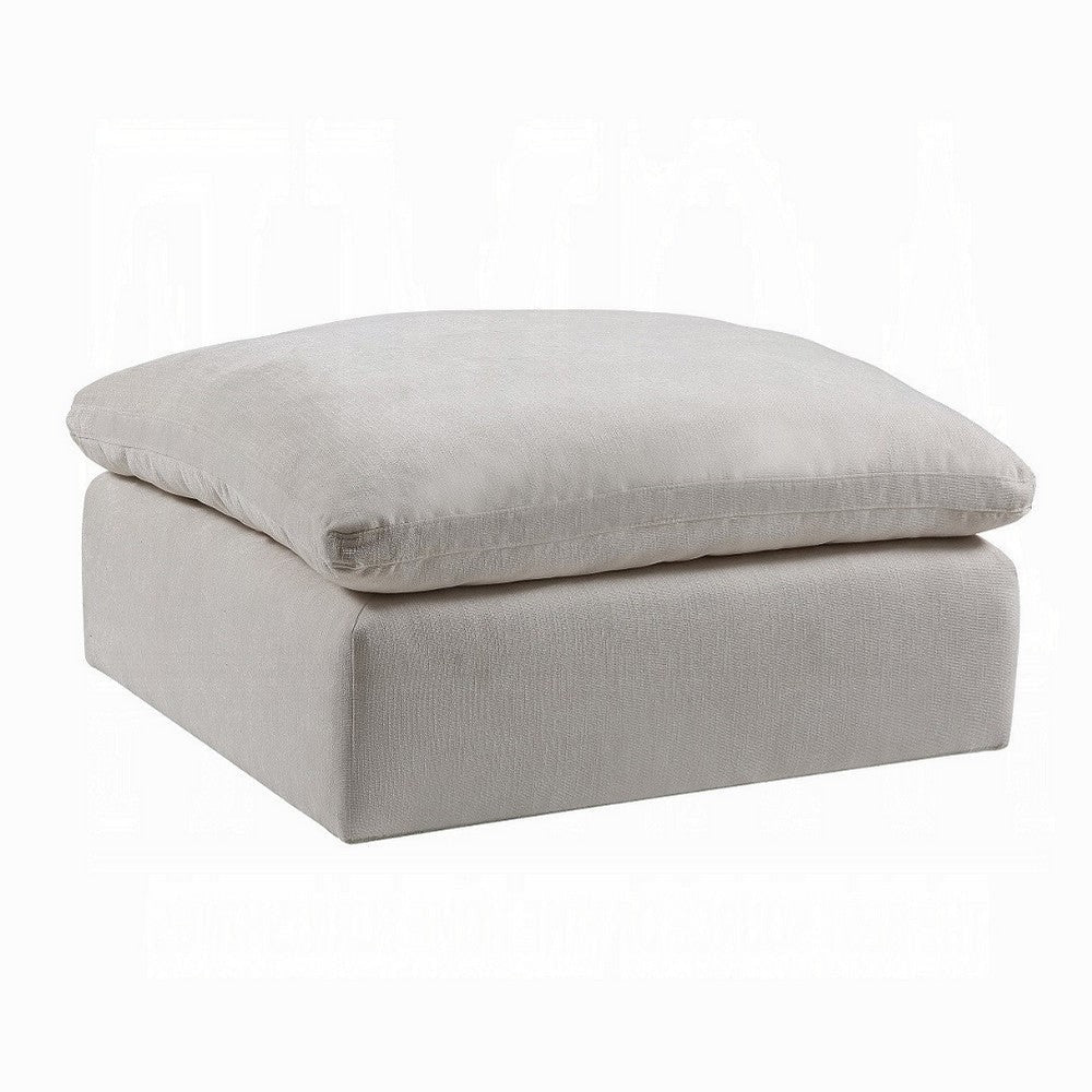 Shar Modular Ottoman, Pillow Top Cushion, Plush Ivory Linen Fabric