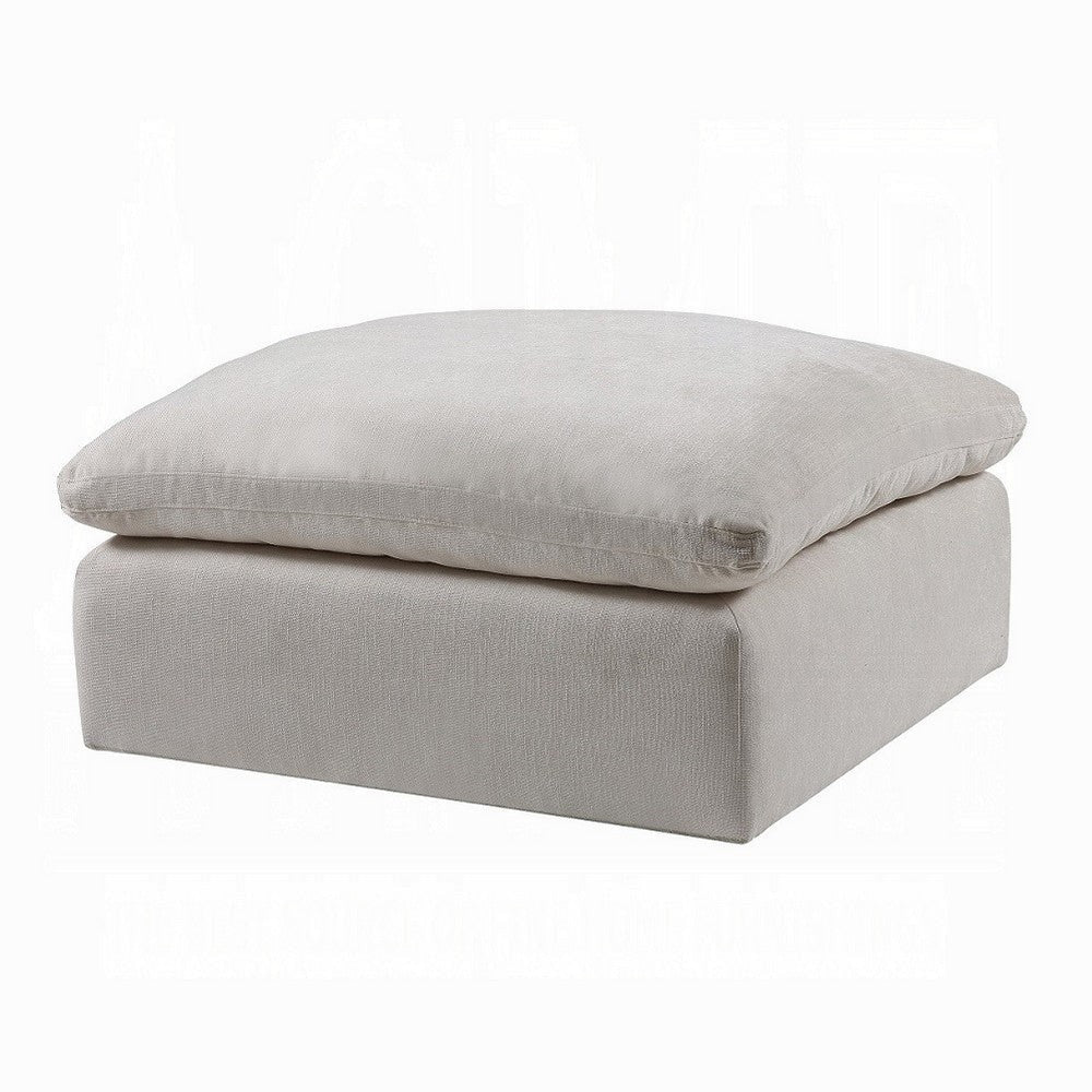 Shar Modular Ottoman Pillow Top Cushion Plush Ivory Linen Fabric BM324728