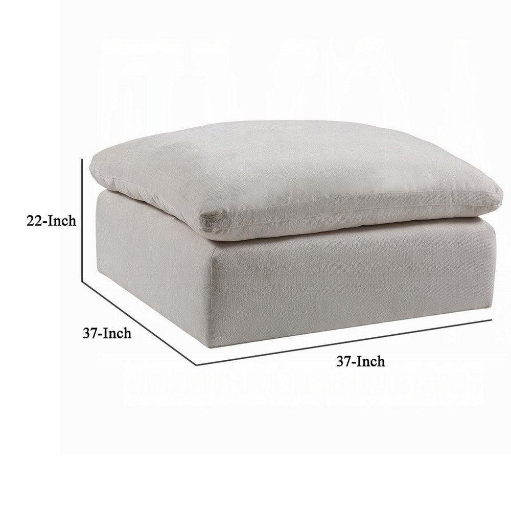 Shar Modular Ottoman Pillow Top Cushion Plush Ivory Linen Fabric BM324728
