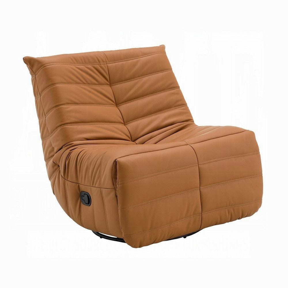 Taon Swivel Glider Manual Recliner Chair, Tufted Orange Chenille