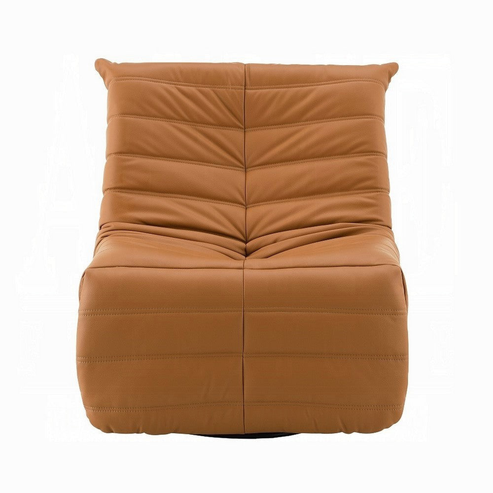 Taon Swivel Glider Manual Recliner Chair Tufted Orange Chenille BM324729