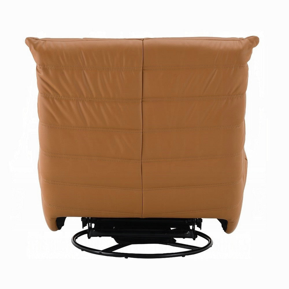 Taon Swivel Glider Manual Recliner Chair Tufted Orange Chenille BM324729