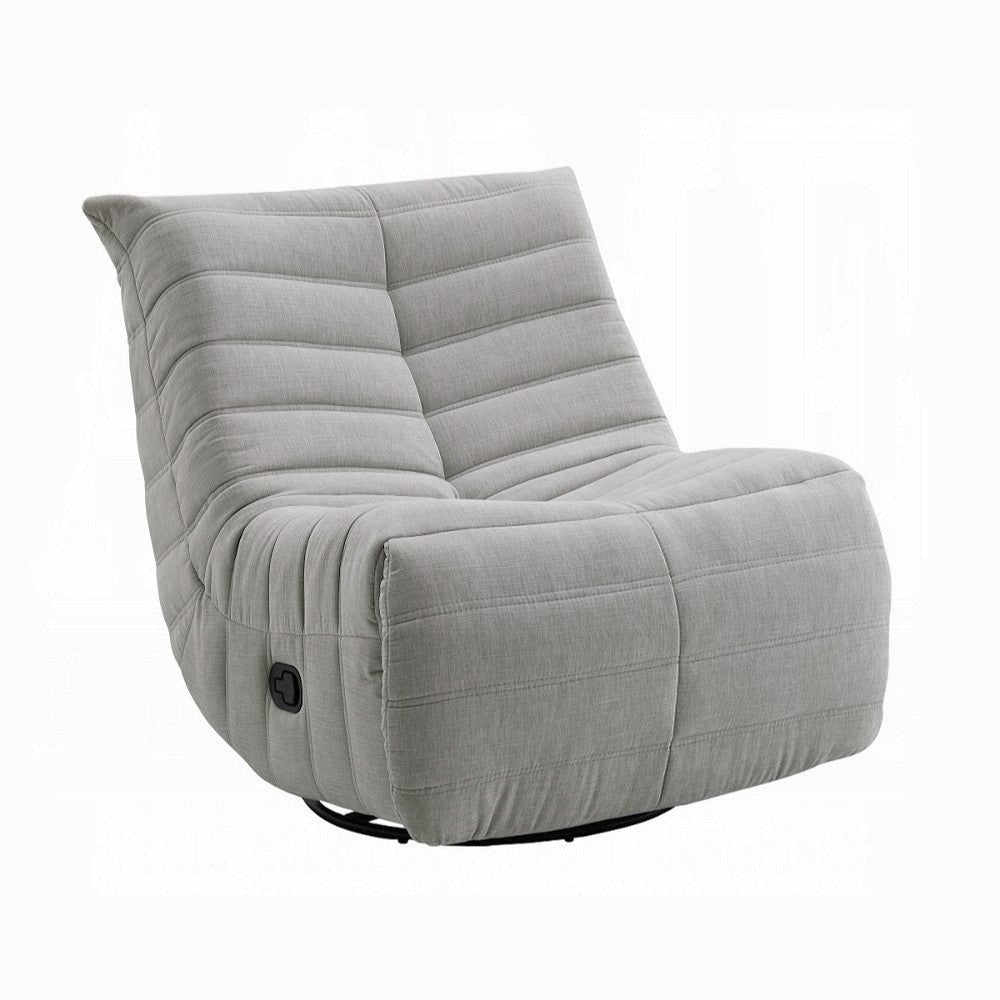 Taon Swivel Glider Manual Recliner Chair, Tufted Light Gray Chenille