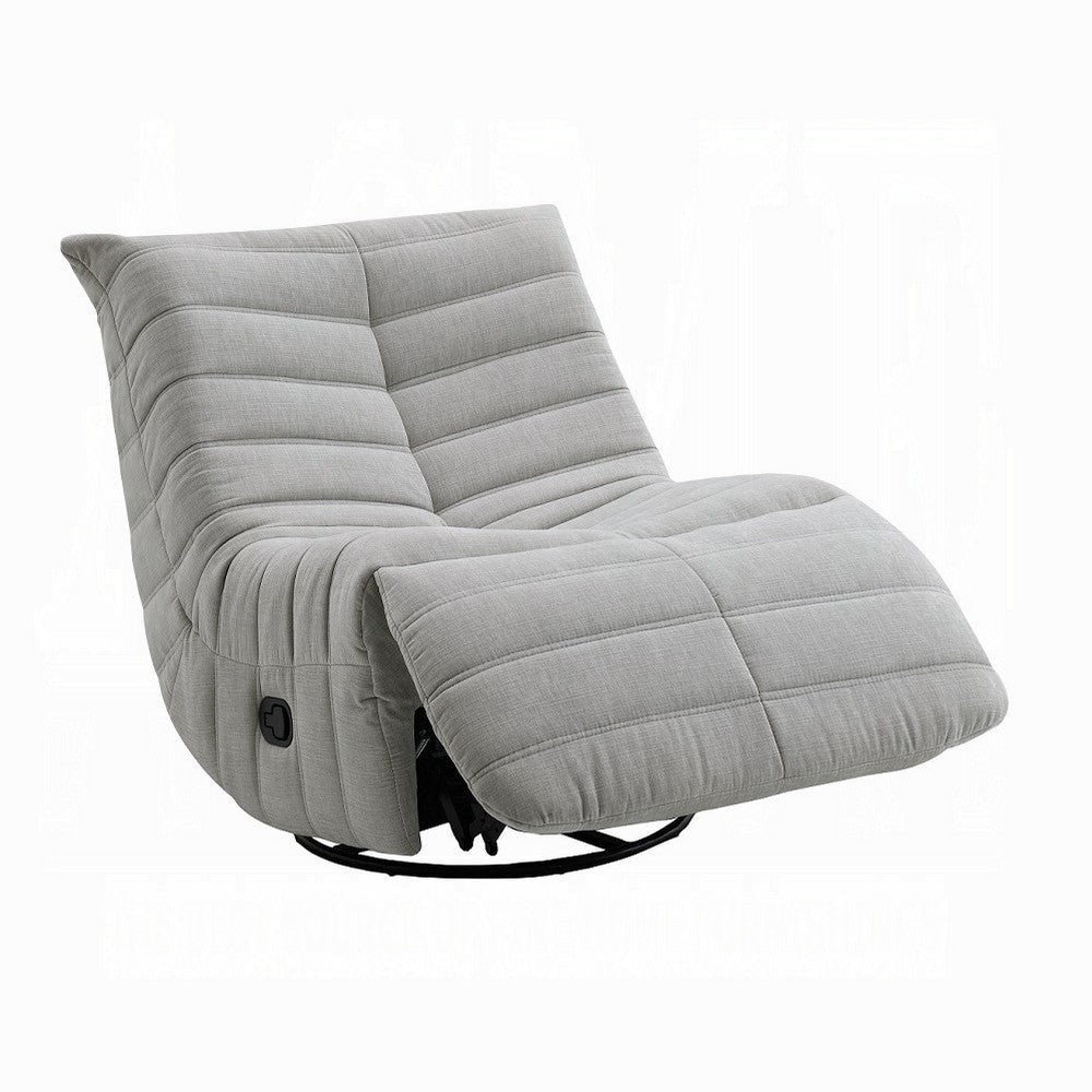 Taon Swivel Glider Manual Recliner Chair Tufted Light Gray Chenille BM324730