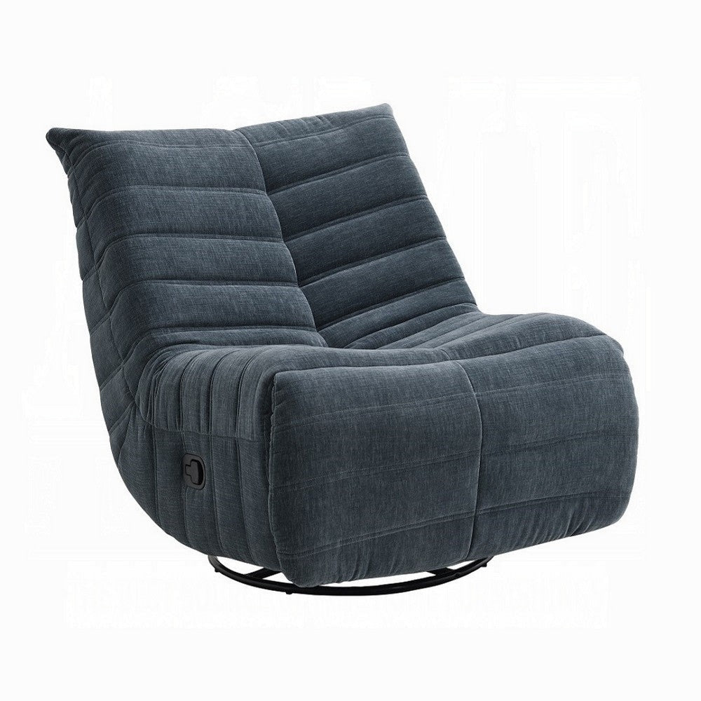 Taon Swivel Glider Manual Recliner Chair, Tufted Dark Gray Chenille