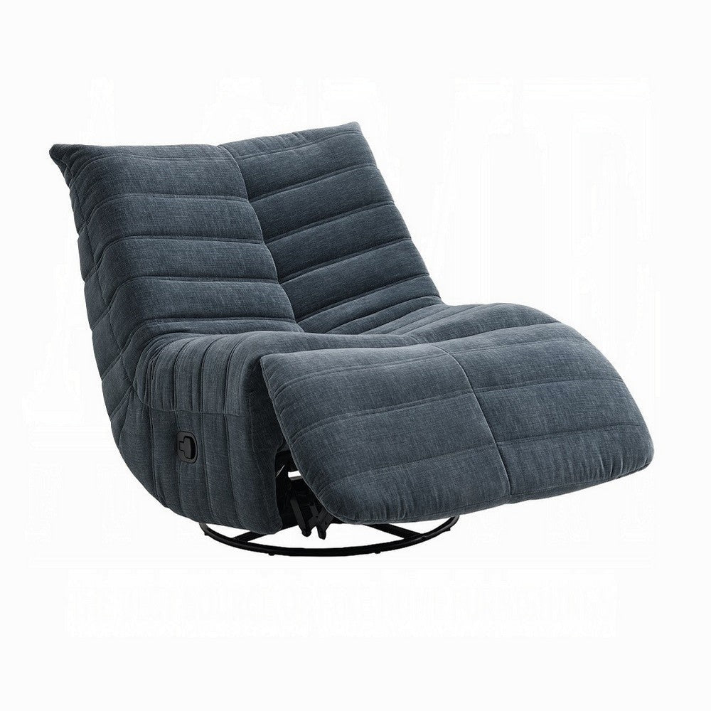 Taon Swivel Glider Manual Recliner Chair Tufted Dark Gray Chenille BM324731